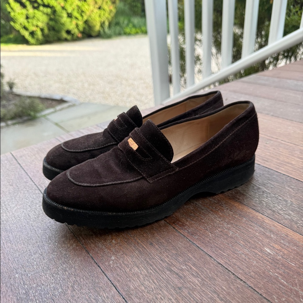 CHANEL Brown Suede Loafers